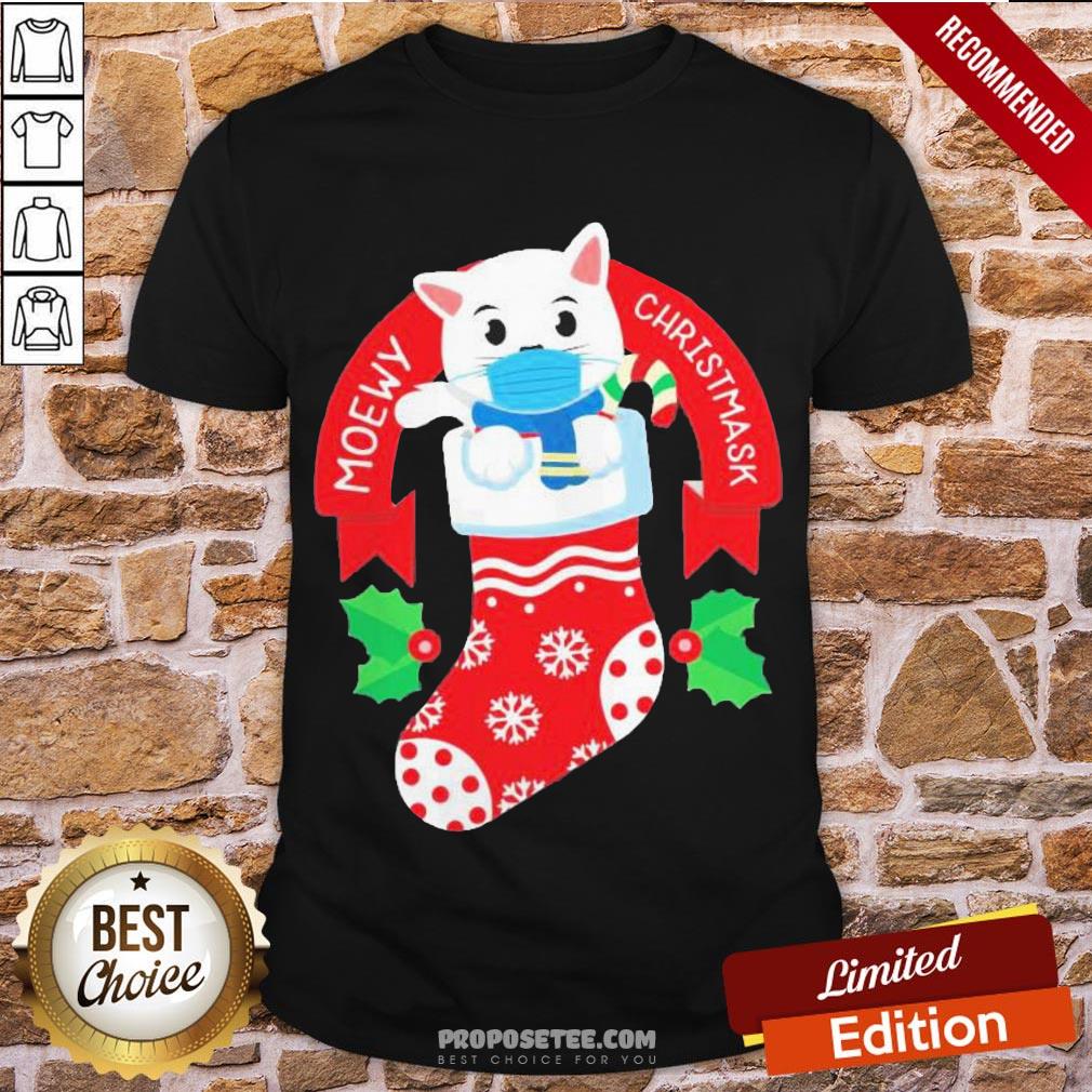 Premium Cute Cat Face Mask Funny Christmas Stocking Shirt