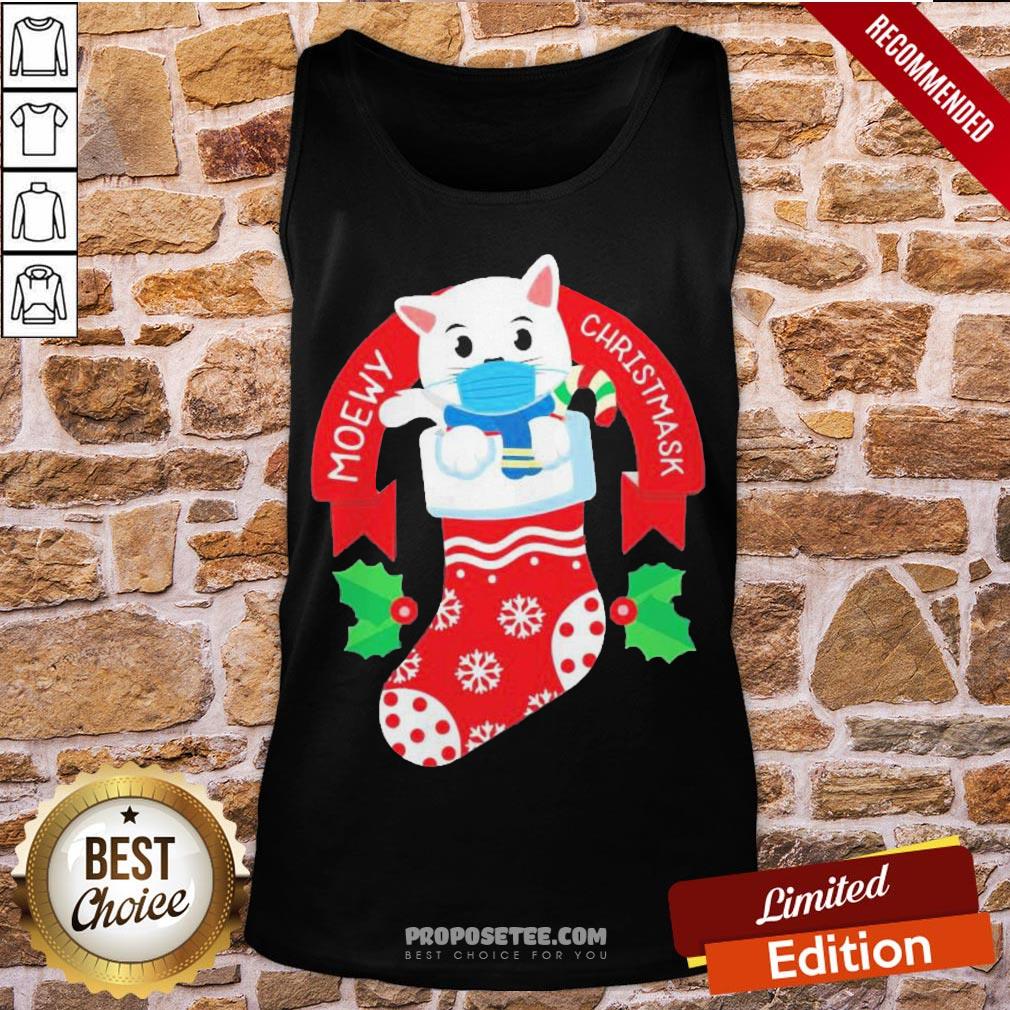 Premium Cute Cat Face Mask Funny Christmas Stocking Shirt