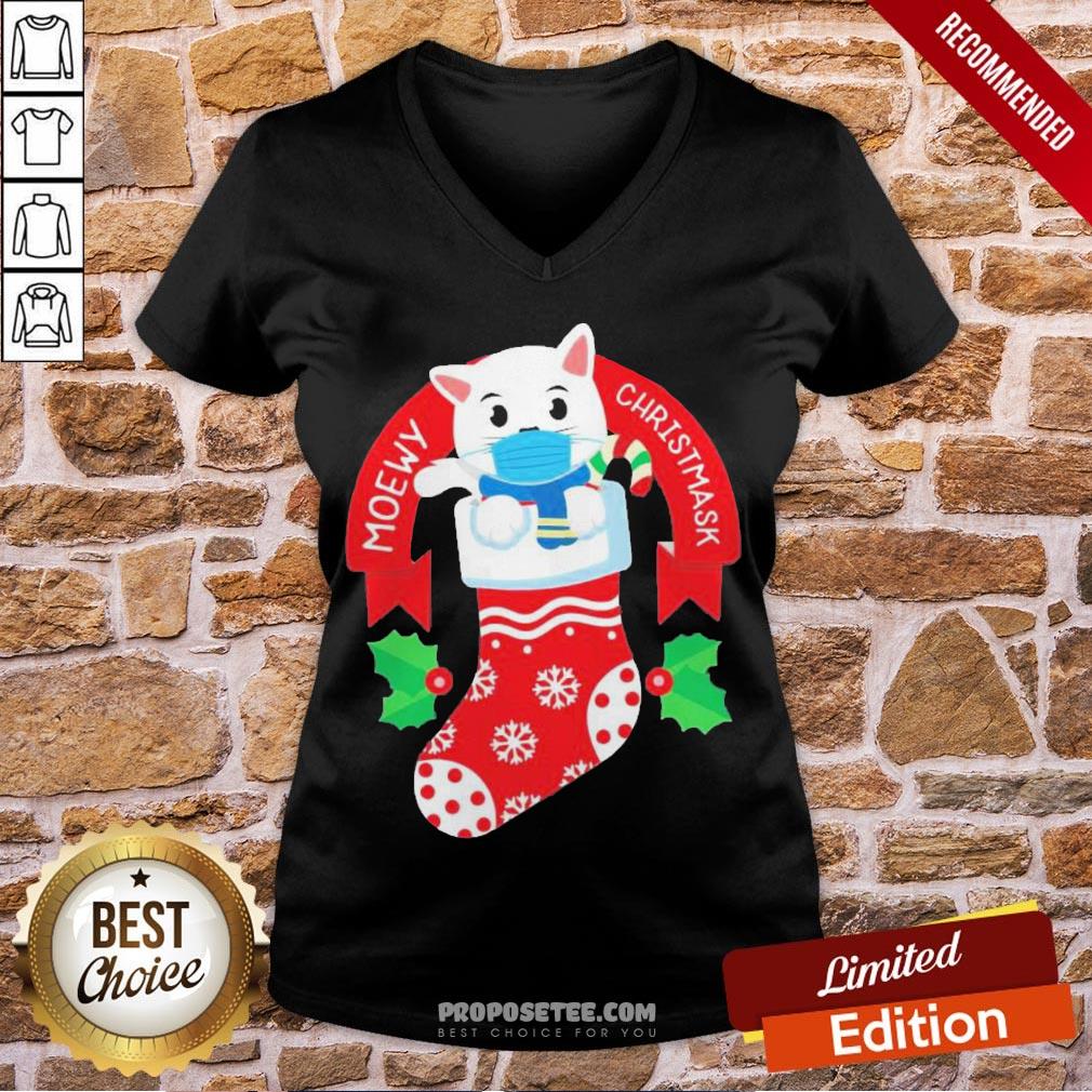 Premium Cute Cat Face Mask Funny Christmas Stocking Shirt