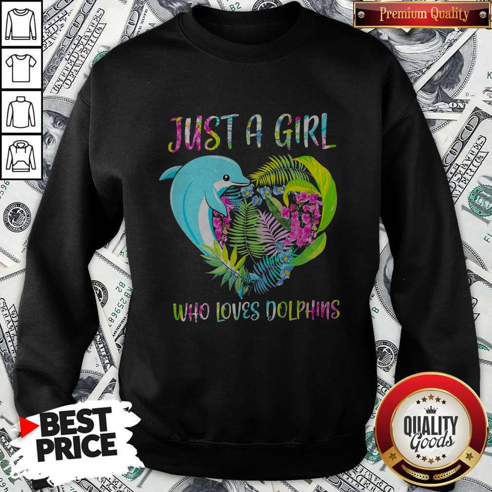 Premium Just A Girl Who Loves Dolphins Floral Heart Shirt