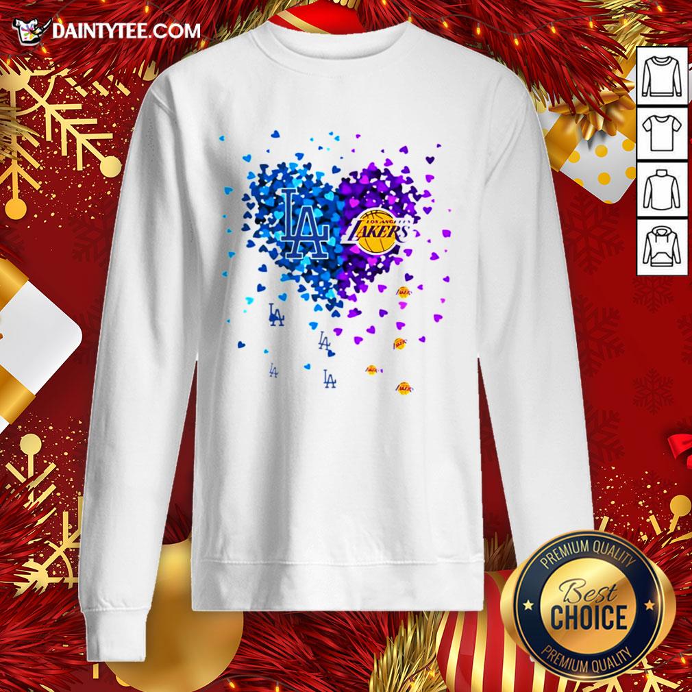 Premium Los Angeles Dodgers And Los Angeles Lakers Heart Shirt