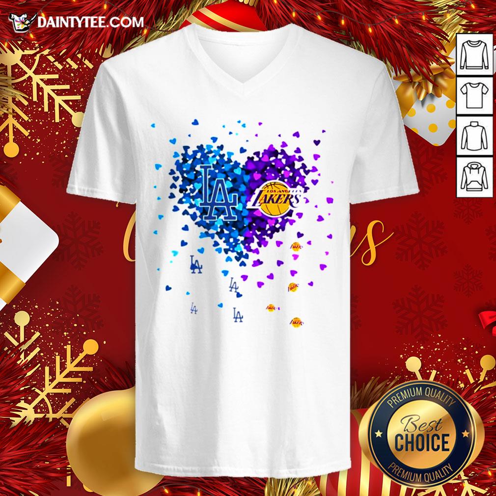 Premium Los Angeles Dodgers And Los Angeles Lakers Heart Shirt