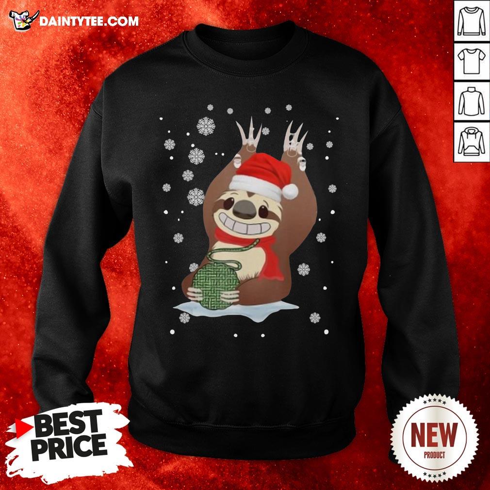 Premium Merry Christmas Mountain Sloth Knitting Cute Shirt