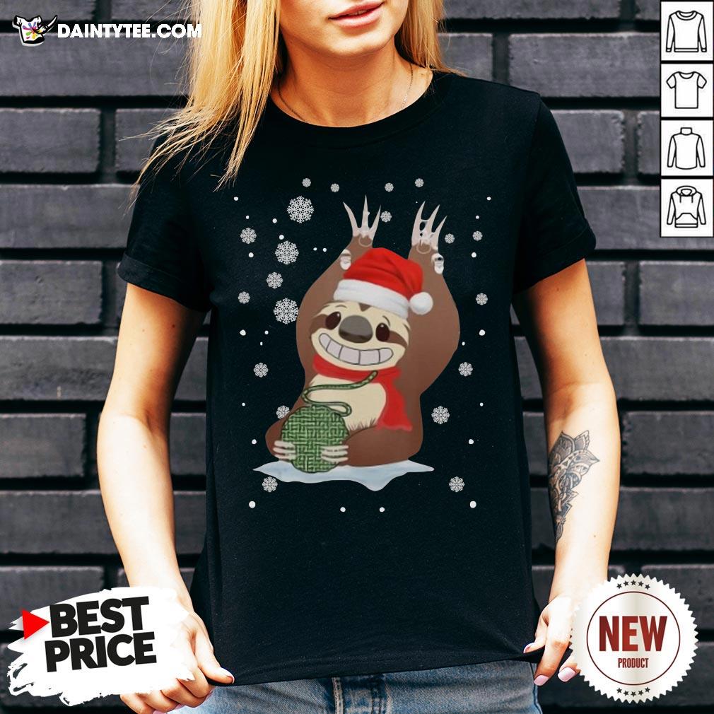 Premium Merry Christmas Mountain Sloth Knitting Cute Shirt