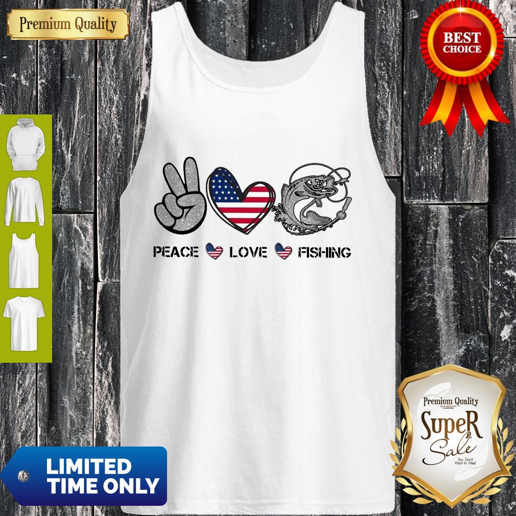 Premium Peace Love Fishing American Flag Shirt