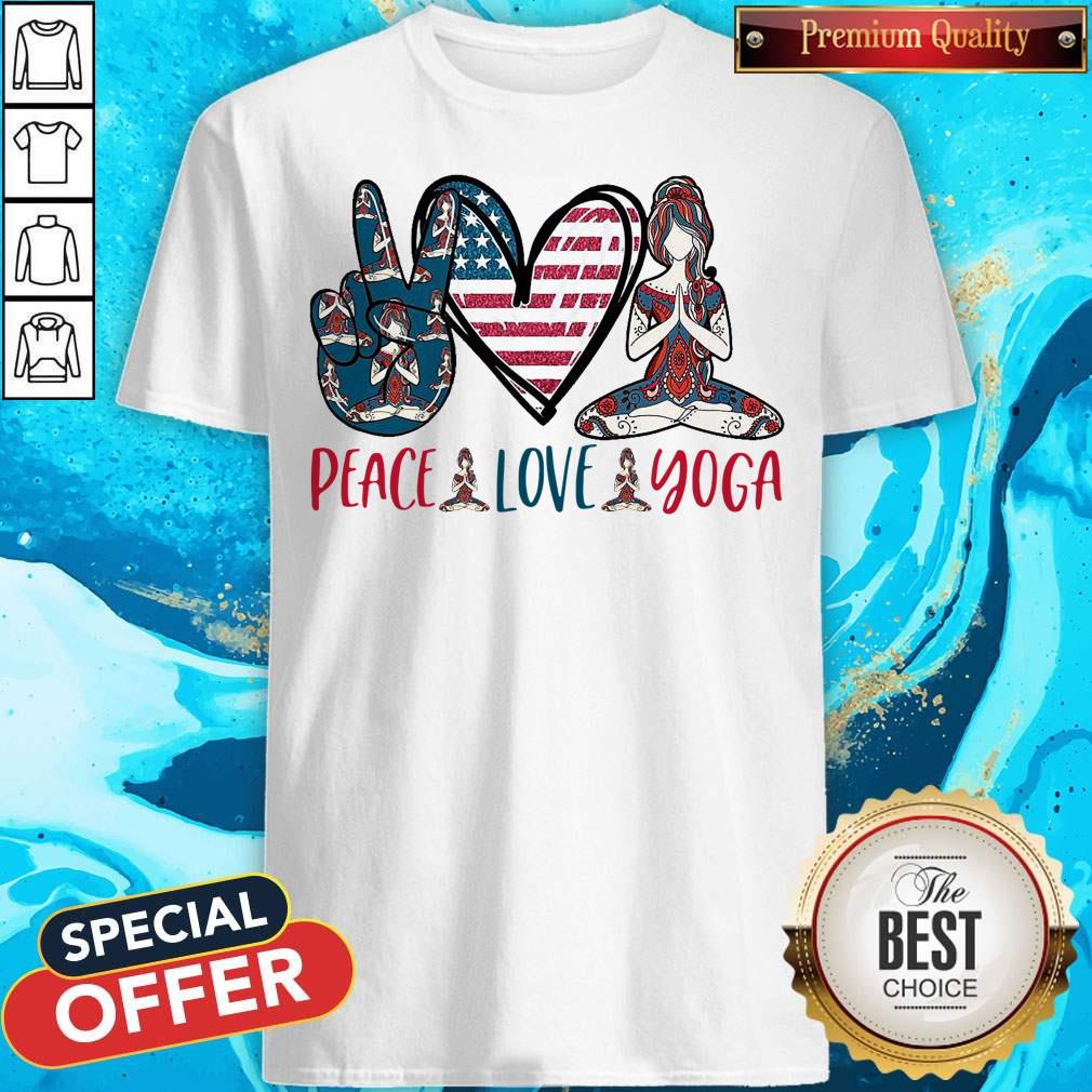 Premium Peace Love Yoga America Flag Shirt