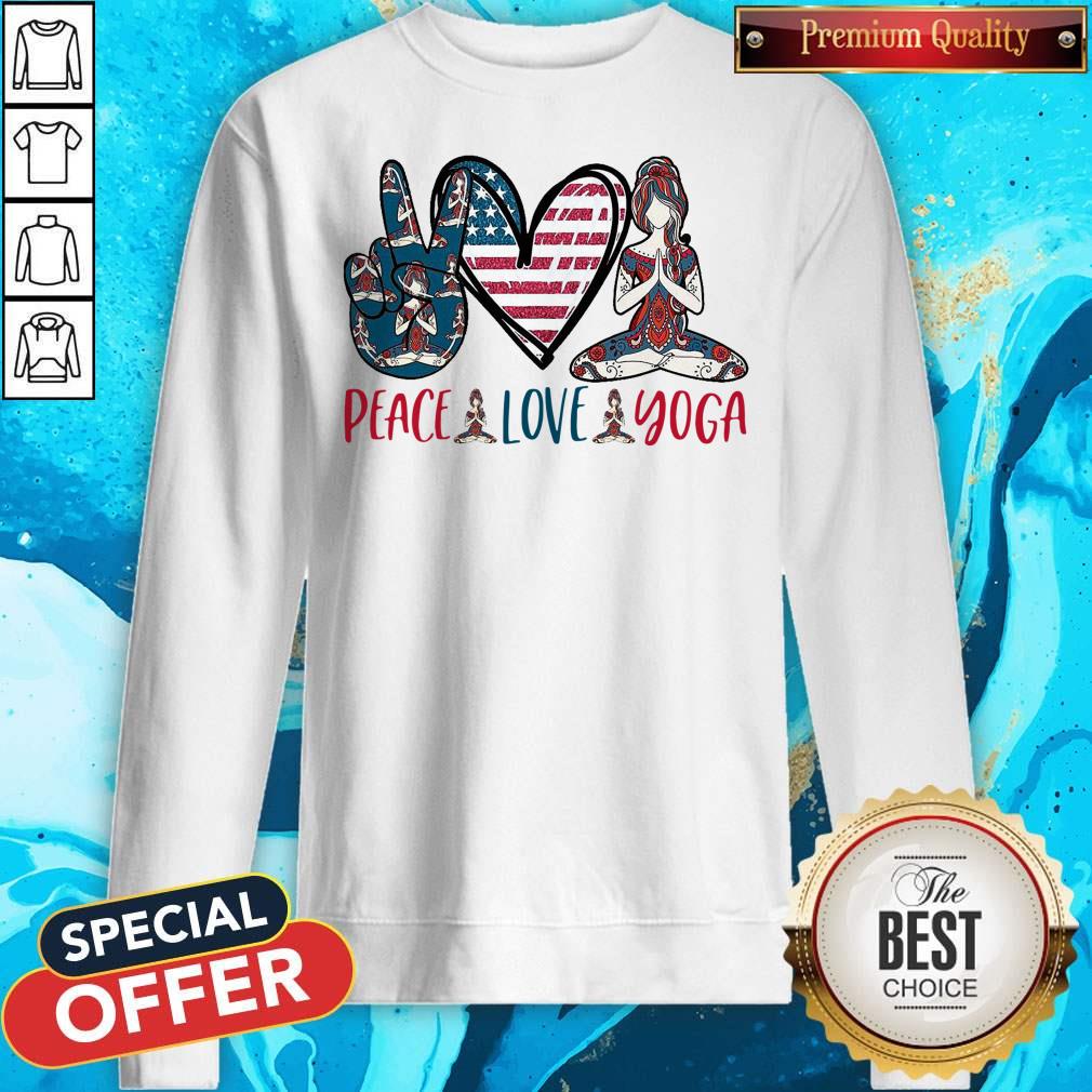 Premium Peace Love Yoga America Flag Shirt