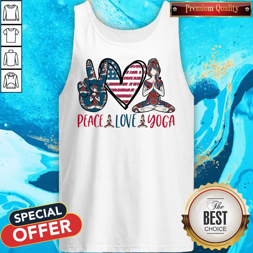 Premium Peace Love Yoga America Flag Shirt