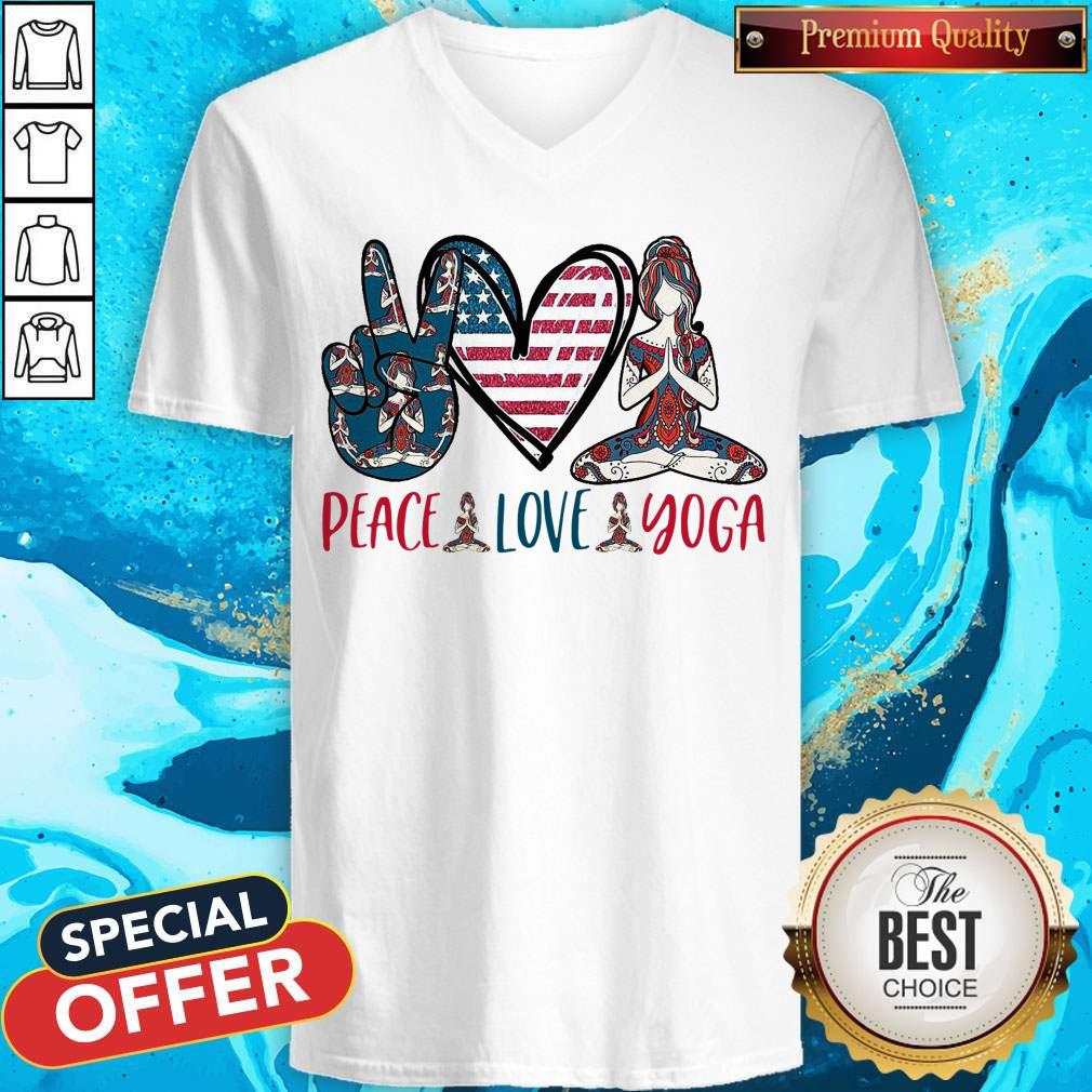 Premium Peace Love Yoga America Flag Shirt