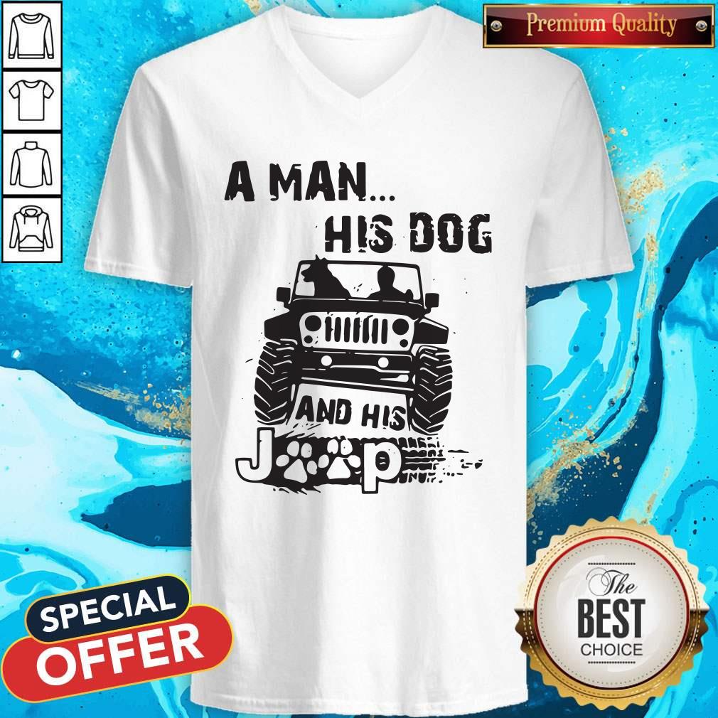 Pretty A Man His Dog And His Jeep Tee Shirt