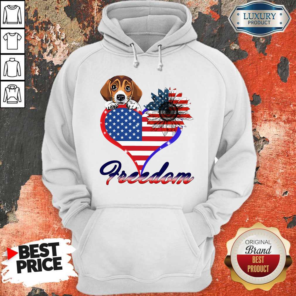 Pretty Beagle Dog Sunflower Heart American Flag Freedom Shirt