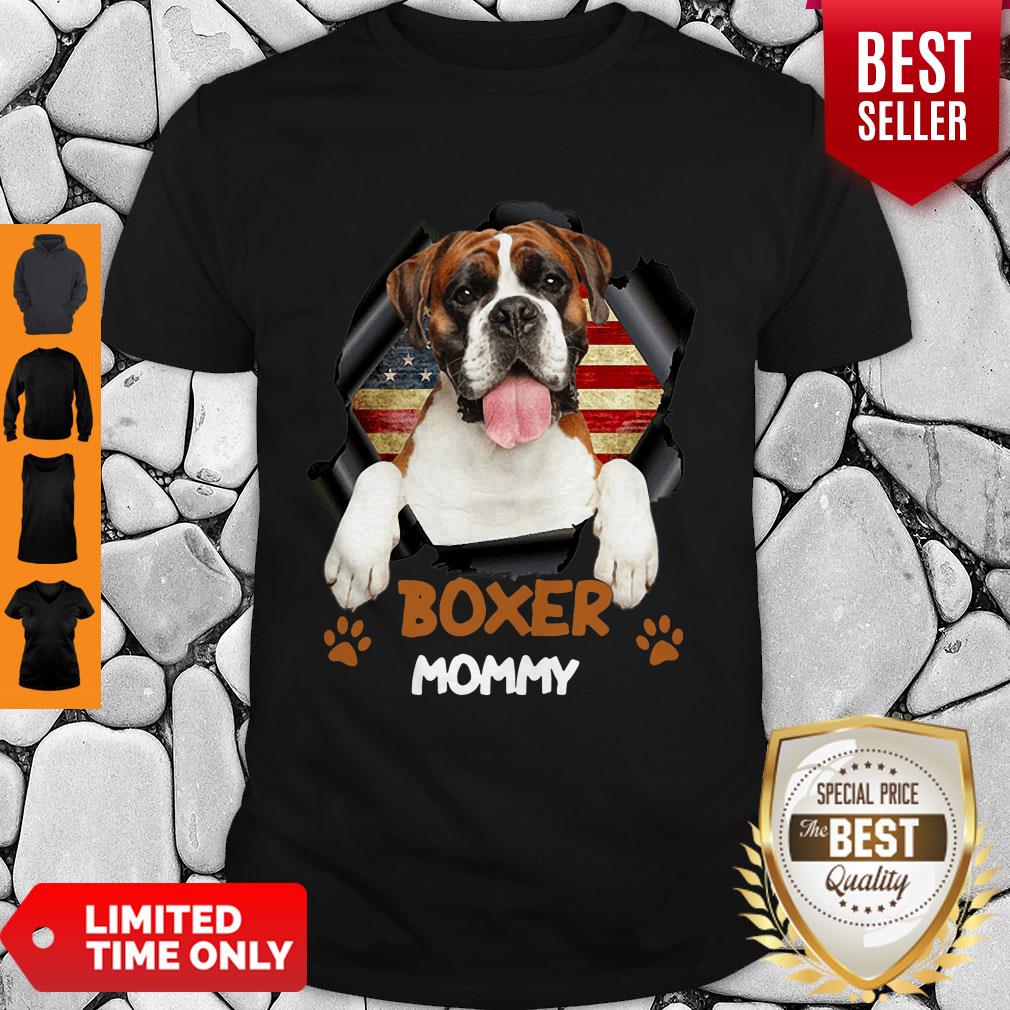 Pretty Boxer Mommy American Flag Shirt
