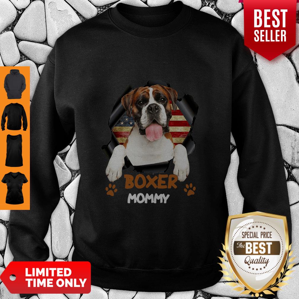 Pretty Boxer Mommy American Flag Shirt