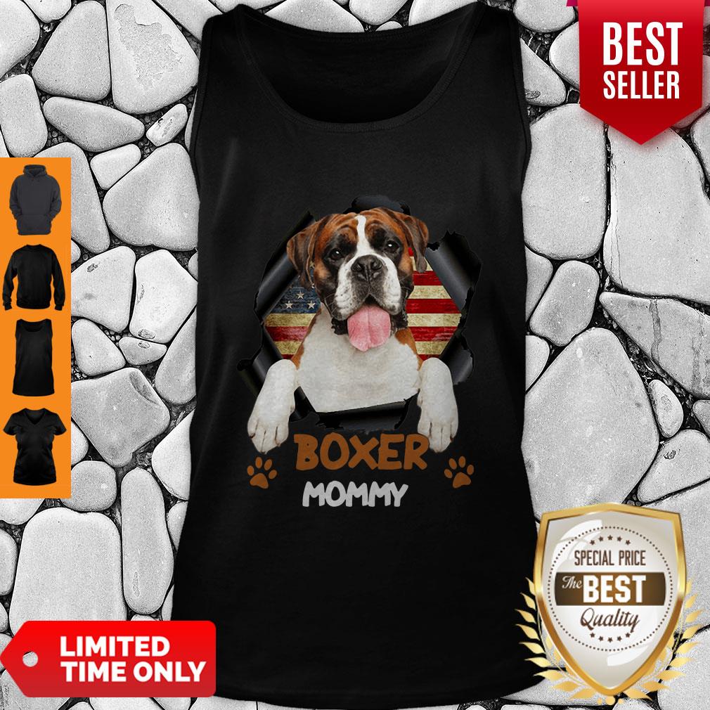 Pretty Boxer Mommy American Flag Shirt