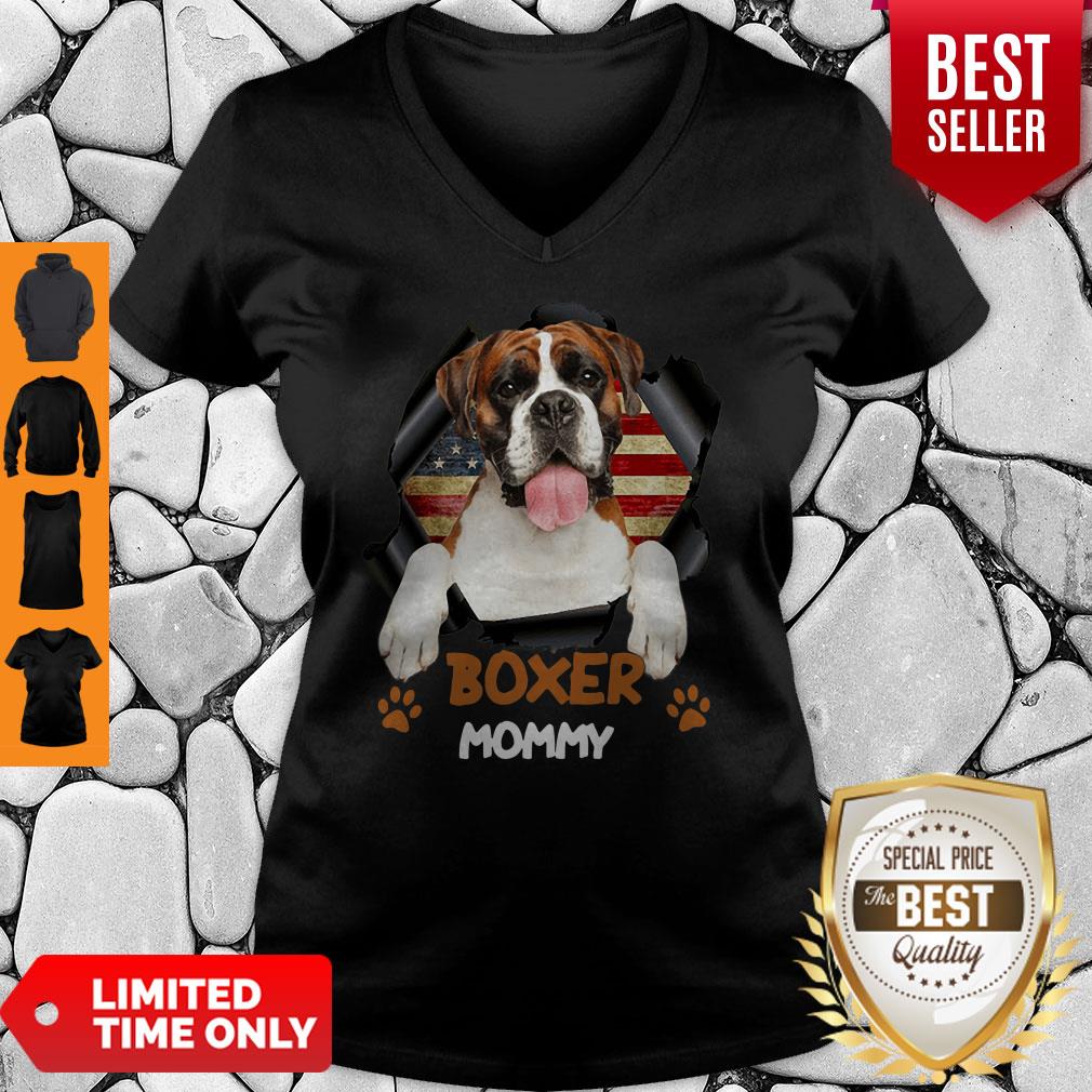 Pretty Boxer Mommy American Flag Shirt