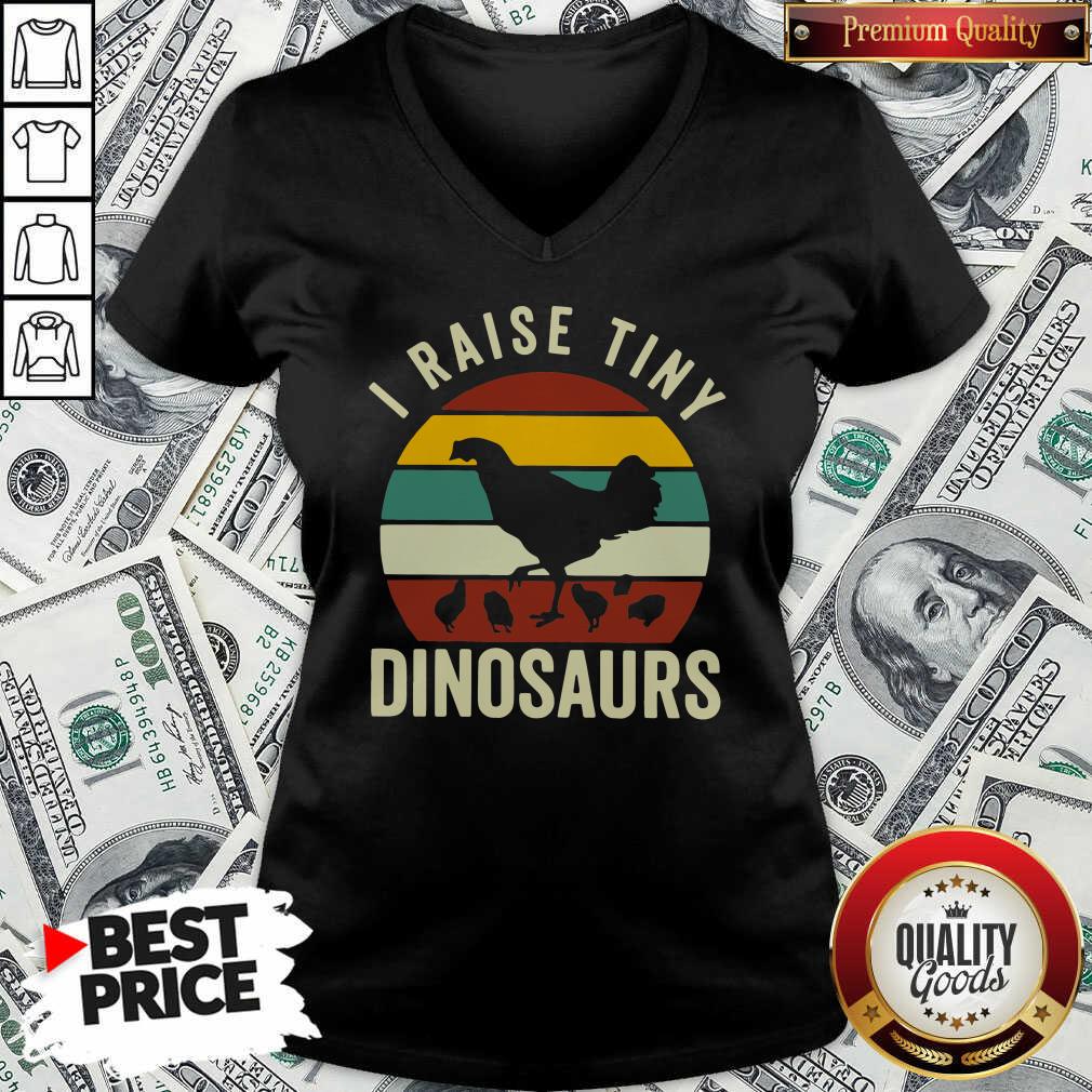 Pretty Chickens I Raise Tiny Dinosaurs Vintage Retro Shirt