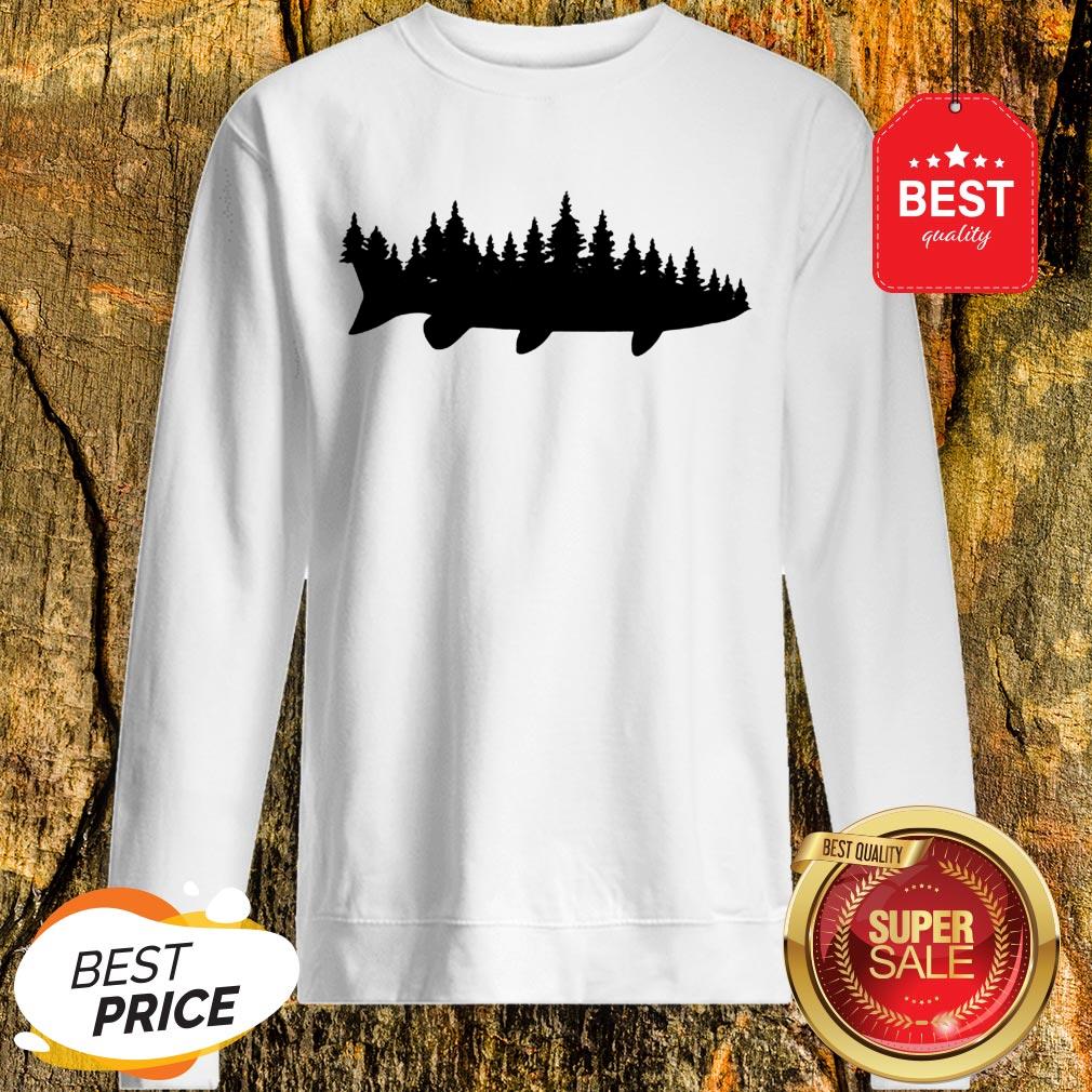 Pretty Fishing Musky Pine Forest Treeline Angler Shirt
