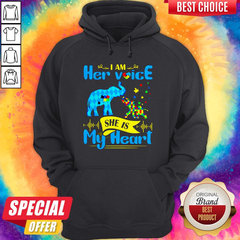 Pretty I Am Her Voice She Is My Heart Elephant Family Autism Shirt