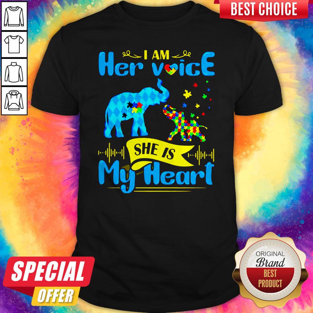 Pretty I Am Her Voice She Is My Heart Elephant Family Autism Shirt