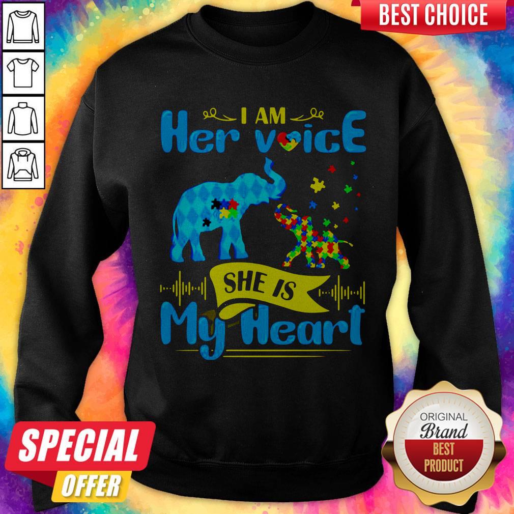 Pretty I Am Her Voice She Is My Heart Elephant Family Autism Shirt