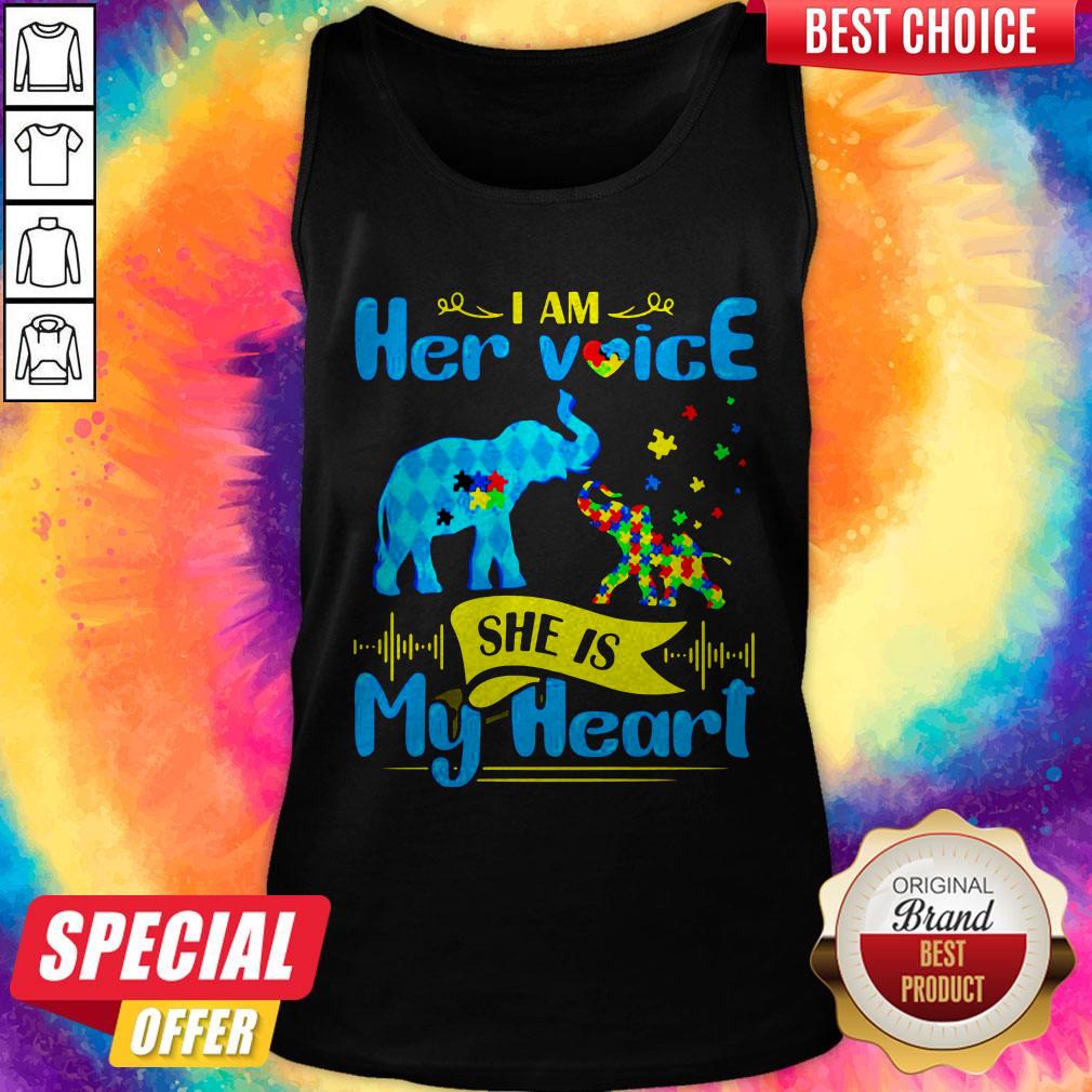 Pretty I Am Her Voice She Is My Heart Elephant Family Autism Shirt