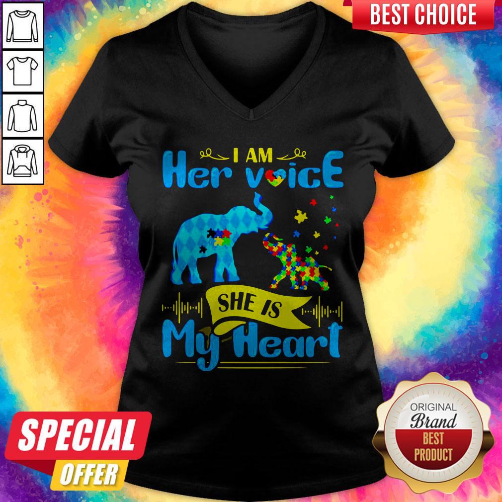 Pretty I Am Her Voice She Is My Heart Elephant Family Autism Shirt