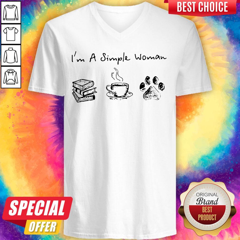 Pretty I'M A Simple Woman Books Coffee Dog Paw Shirt