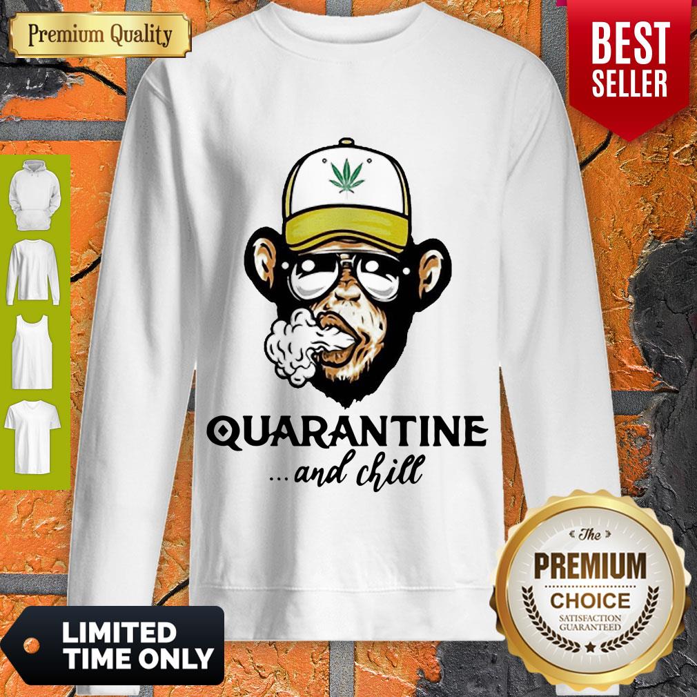 Pretty Monkey Smoking Weed Cannabis Quarantine And Chill Shirt