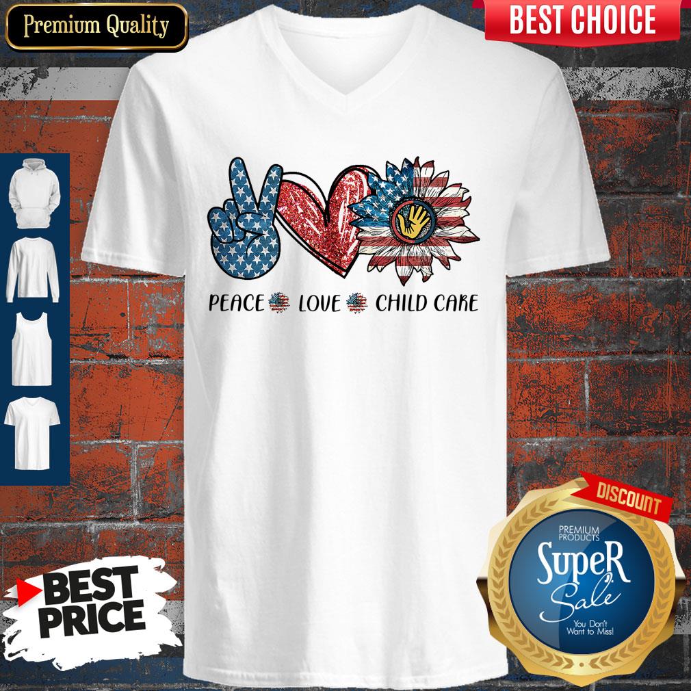 Pretty Peace Love Child Care Sunflower American Shirt