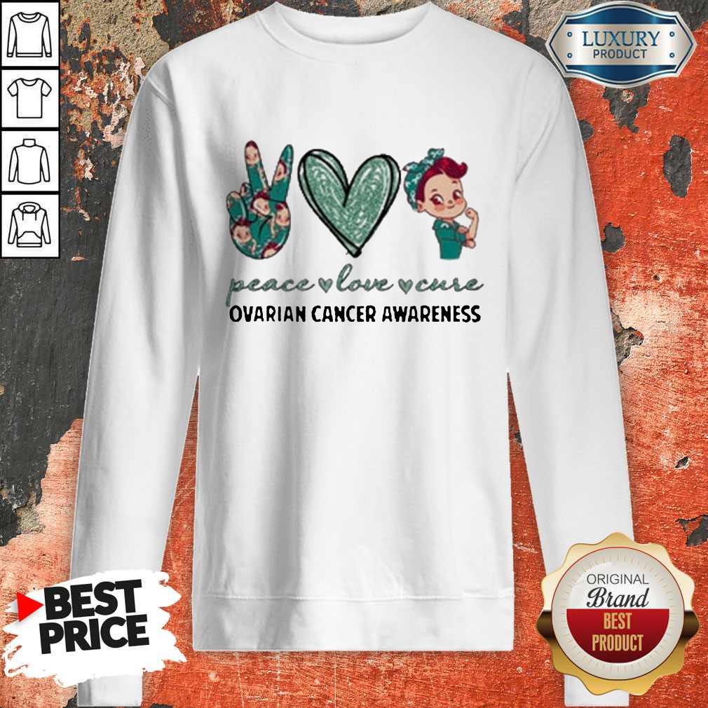Pretty Peace Love Cure Ovarian Cancer Awareness Diamond Shirt