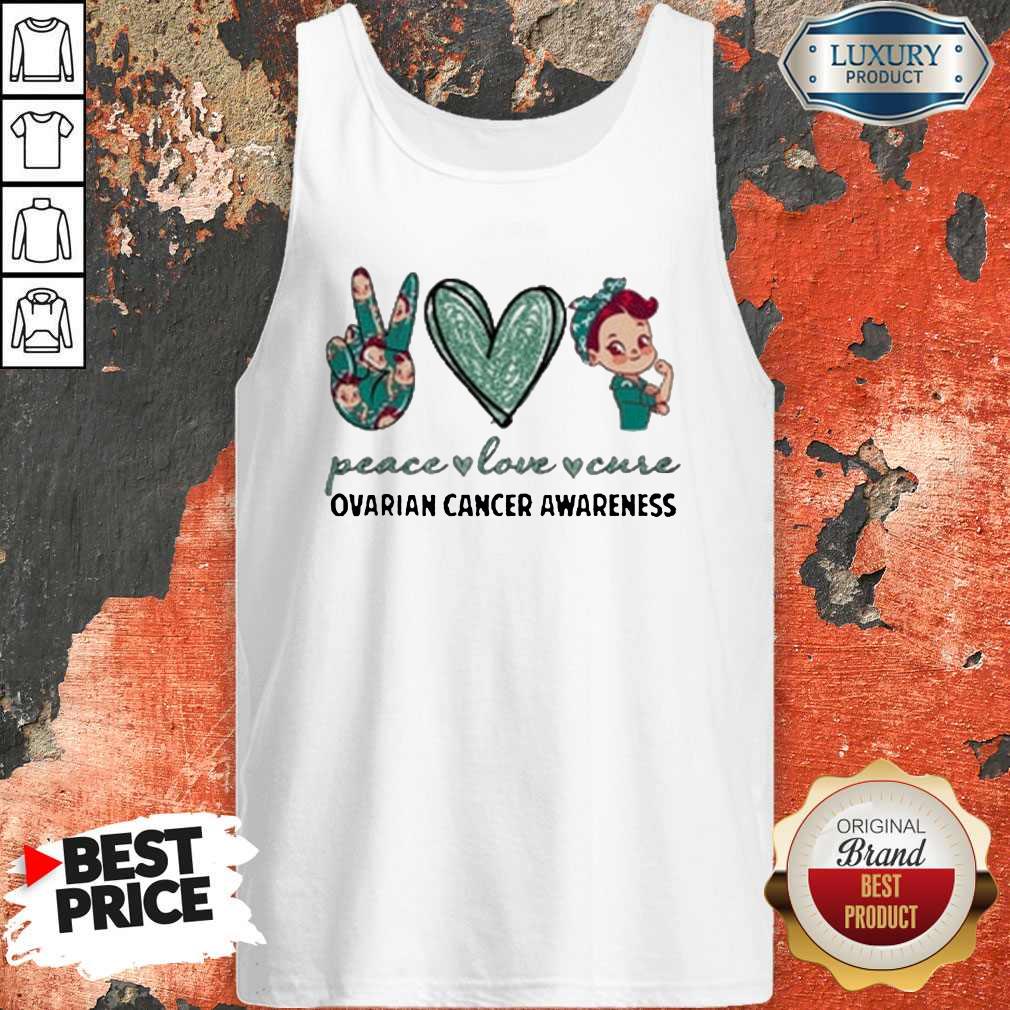 Pretty Peace Love Cure Ovarian Cancer Awareness Diamond Shirt