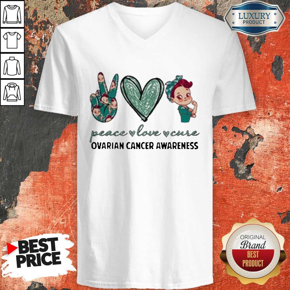 Pretty Peace Love Cure Ovarian Cancer Awareness Diamond Shirt