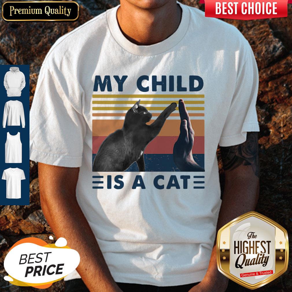 Pretty Retro Navy My Child Is A Cat Shirt