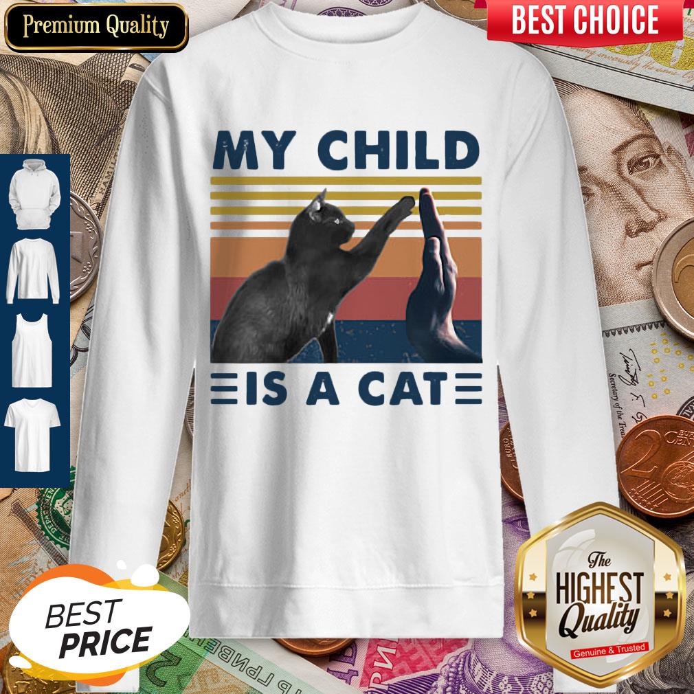 Pretty Retro Navy My Child Is A Cat Shirt