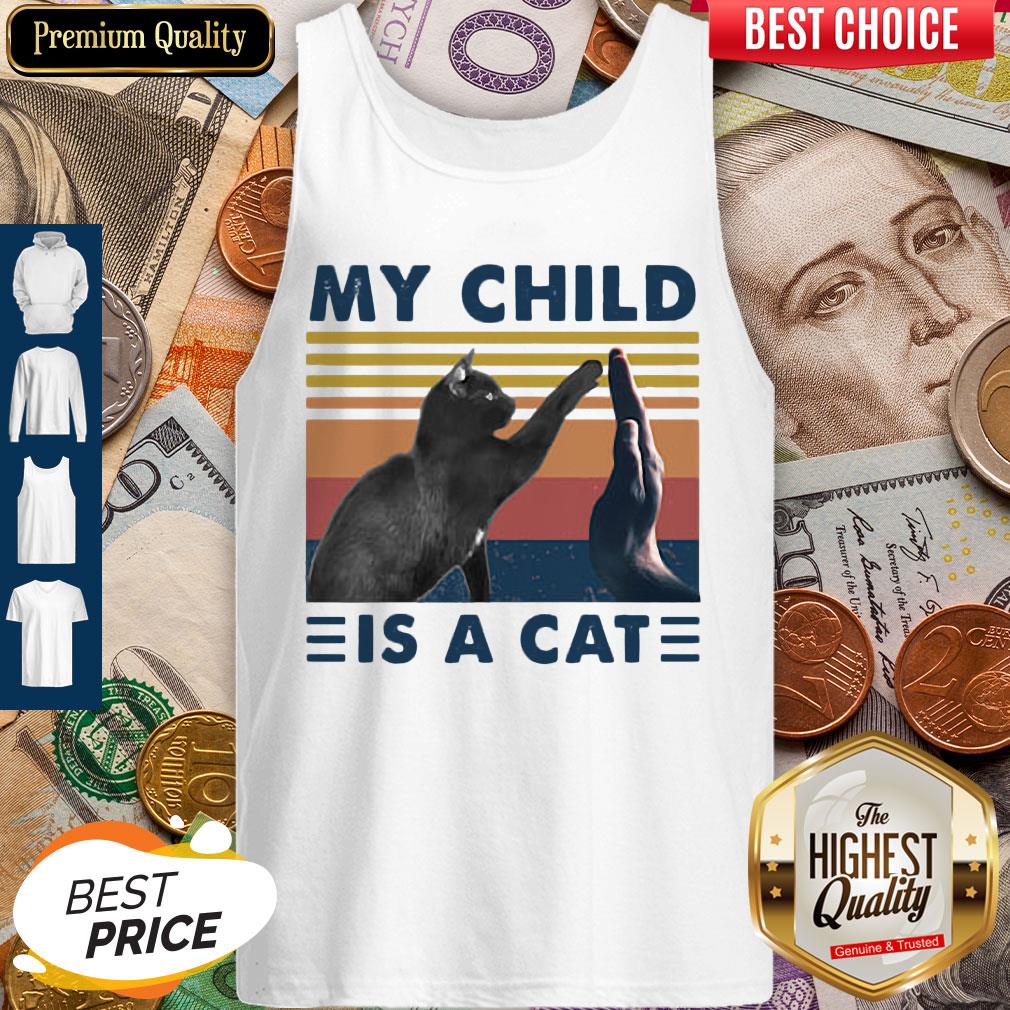 Pretty Retro Navy My Child Is A Cat Shirt