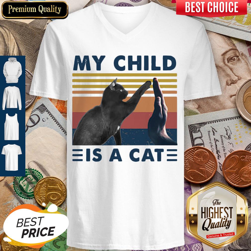 Pretty Retro Navy My Child Is A Cat Shirt