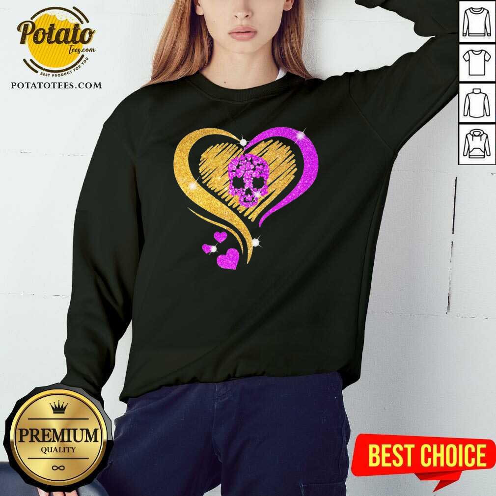 Pretty Skull Heart Bling Shirt