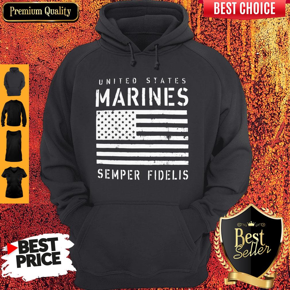 Pretty United States Marines Semper Fidelis American Flag Shirt