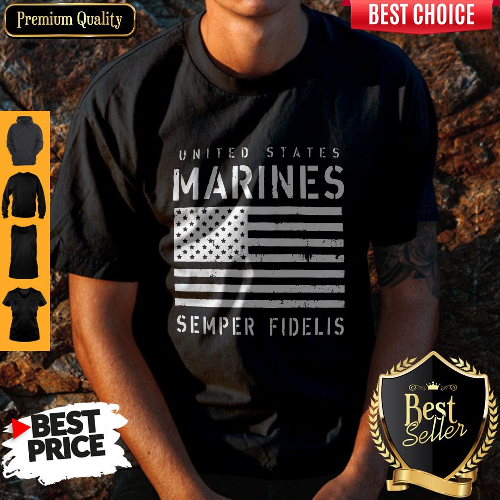 Pretty United States Marines Semper Fidelis American Flag Shirt
