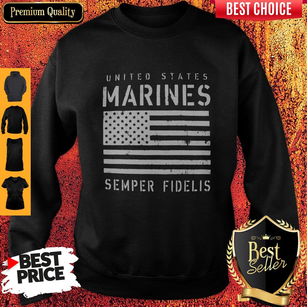 Pretty United States Marines Semper Fidelis American Flag Shirt