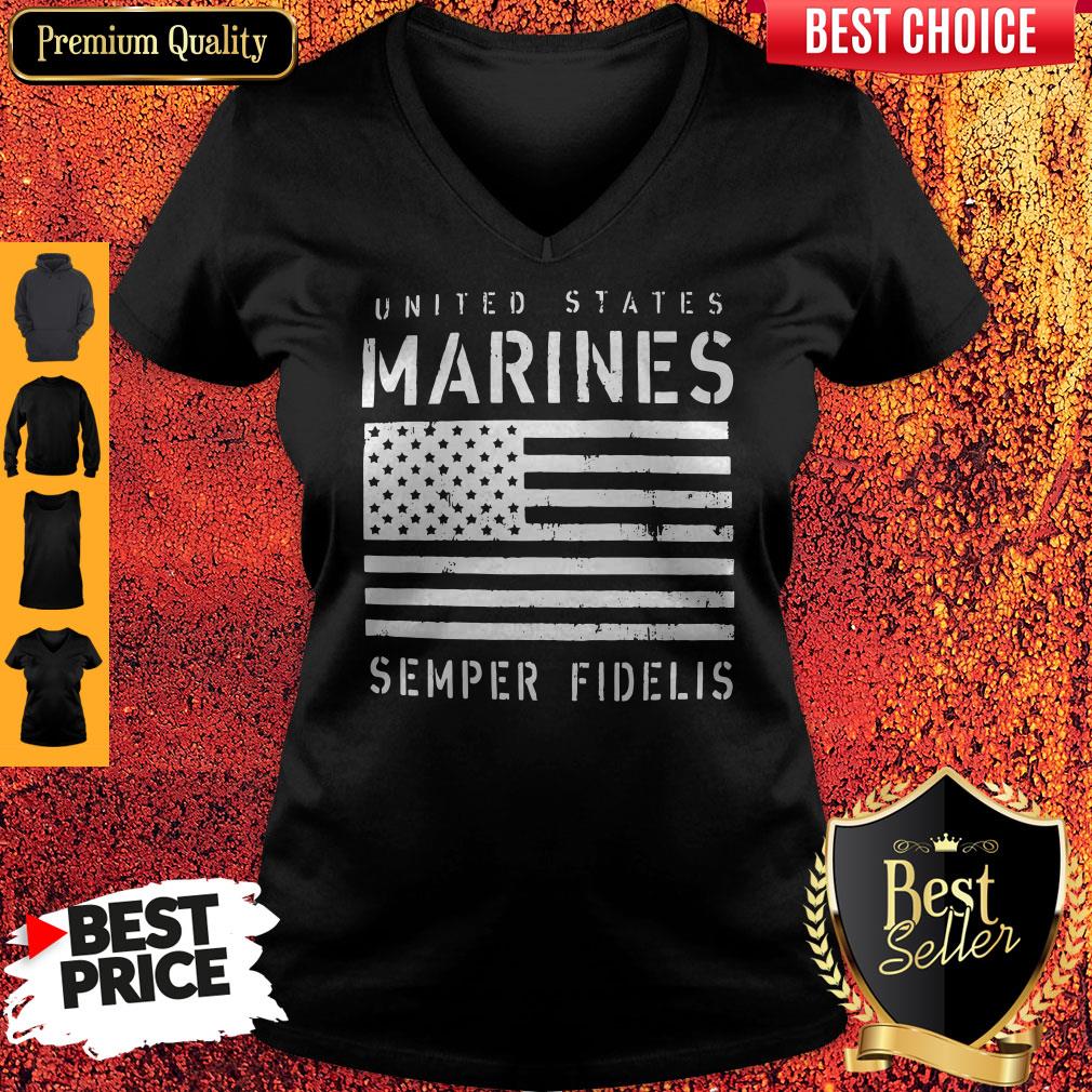 Pretty United States Marines Semper Fidelis American Flag Shirt