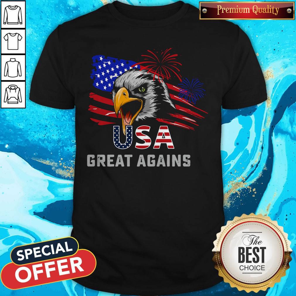 Pretty Usa Great Again 4th Of July Bald Eagle American Flag Shirt