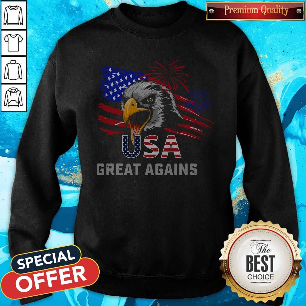 Pretty Usa Great Again 4th Of July Bald Eagle American Flag Shirt