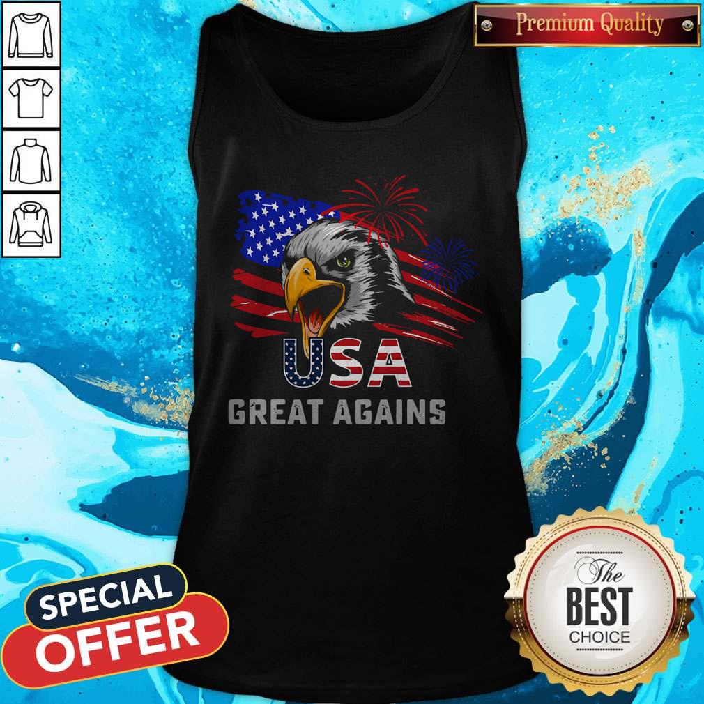 Pretty Usa Great Again 4th Of July Bald Eagle American Flag Shirt