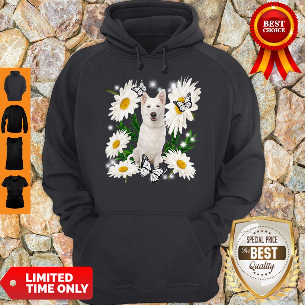 Pretty White German Shepherd Daisy Flower Classic T-Shirt