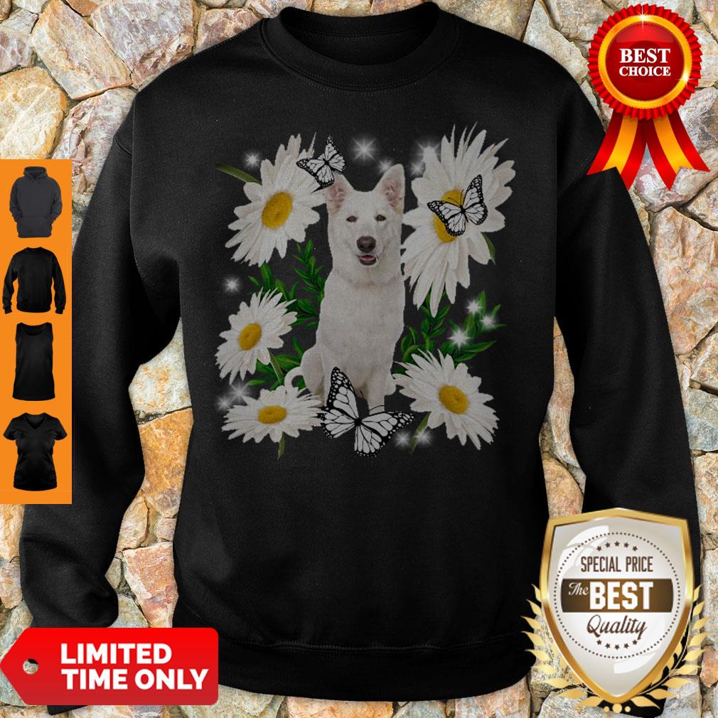 Pretty White German Shepherd Daisy Flower Classic T-Shirt