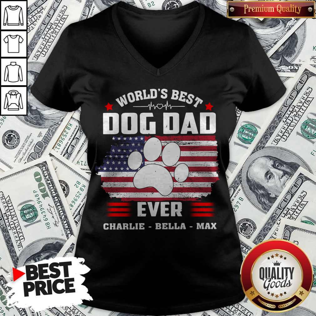 Pretty World’s Best Dog Dad Ever Charlie Bella Max American Flag Shirt
