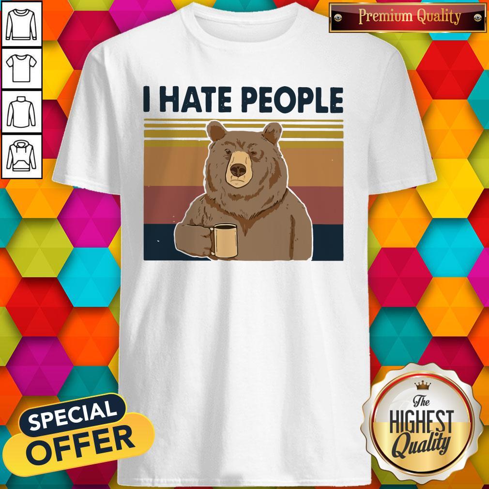 Pro Retro Navy I Hate People Bear Shirt