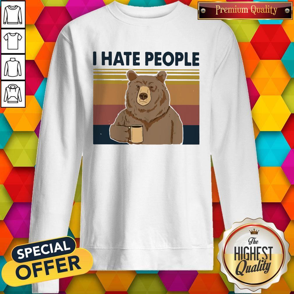 Pro Retro Navy I Hate People Bear Shirt