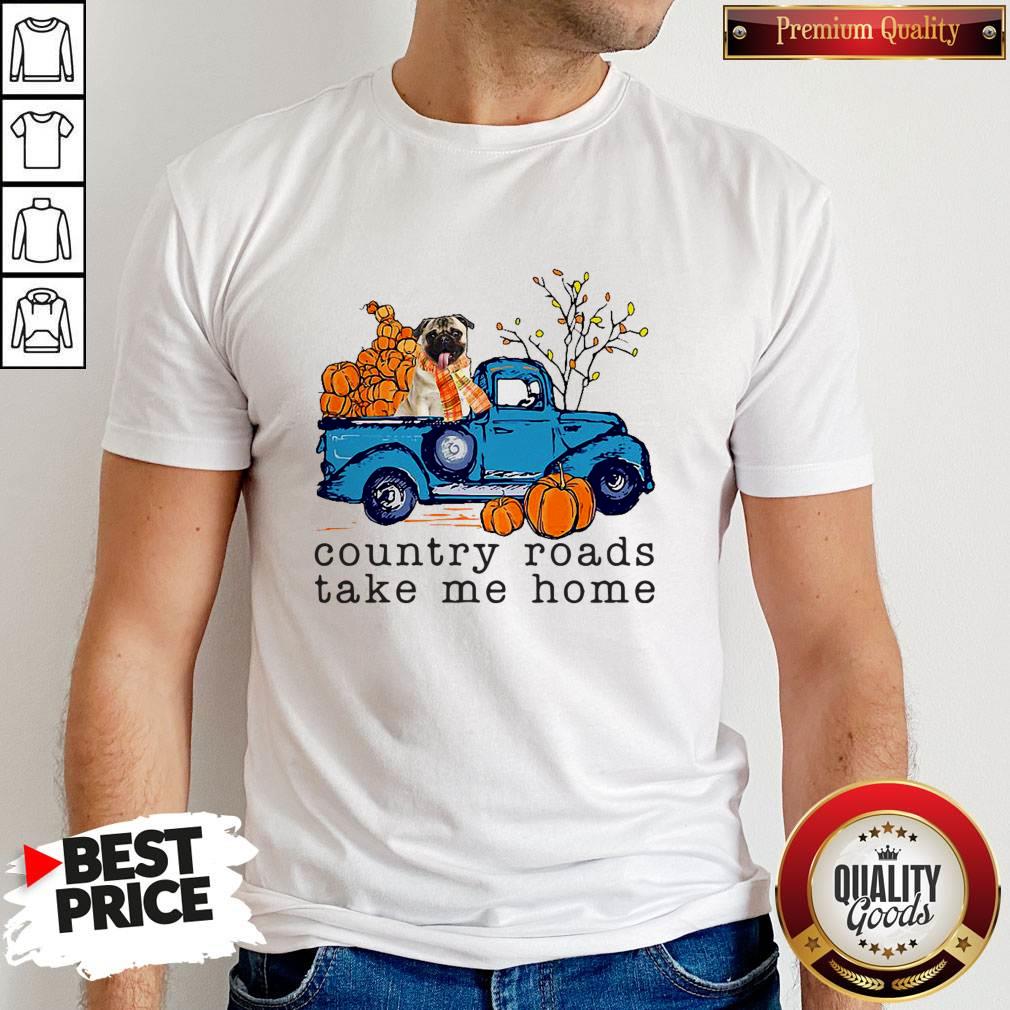 Pug Country Roads Take Me Home Pumpkin Halloween Shirt